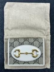 Gucci Women's Horsebit 1955 Card Leather Trimmed Card Case Wallet